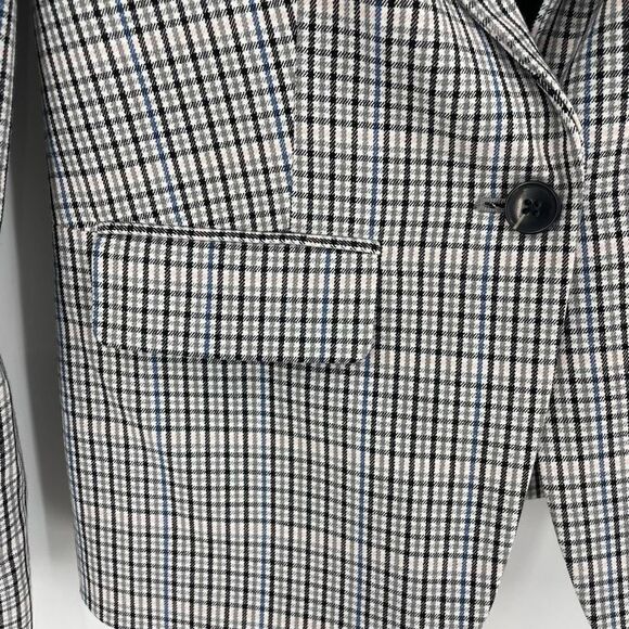 A New Day Womens Plaid One‎ Button Long Sleeve Lined Blazer Jacket Gray Size 2 - Picture 4 of 12